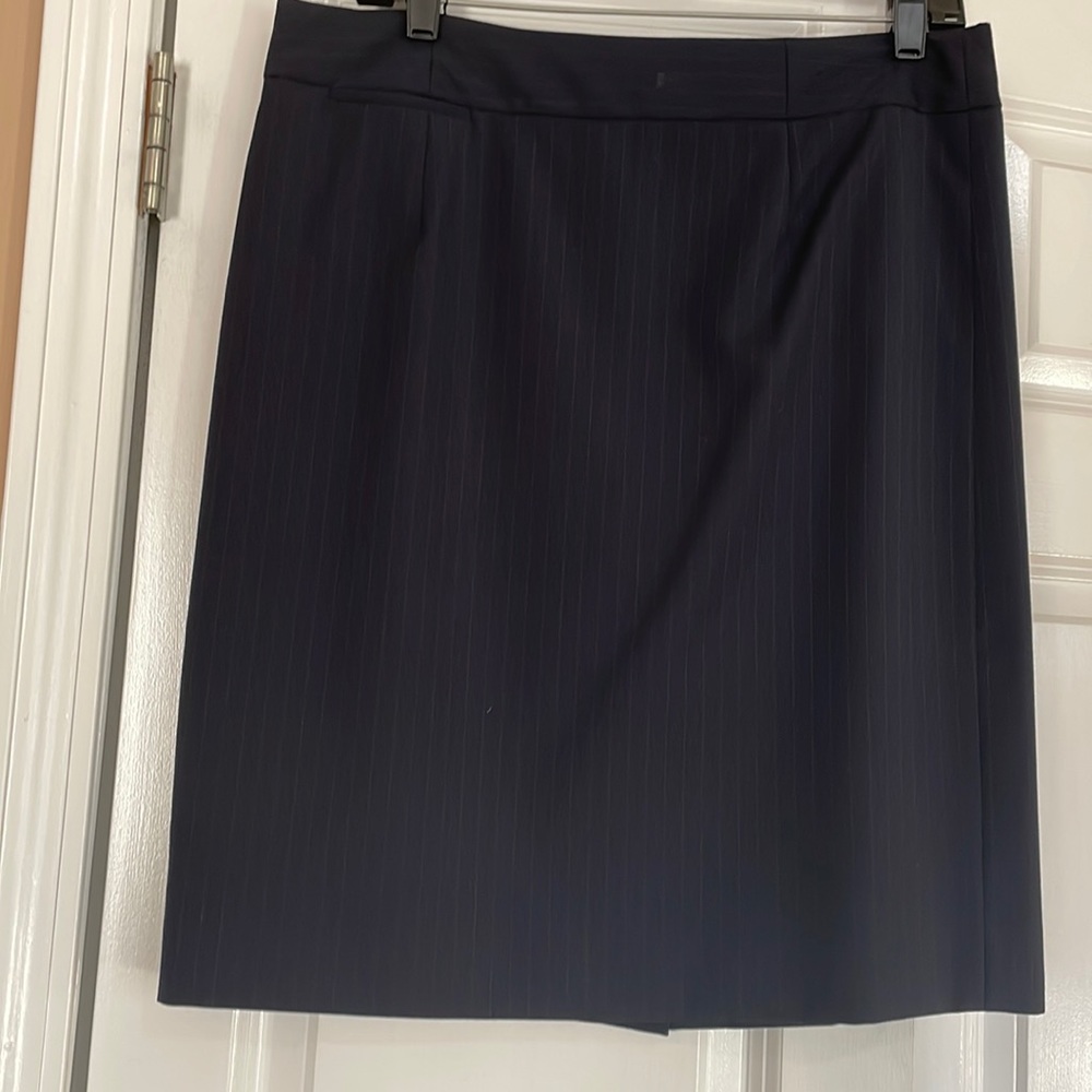 Navy Pin Striped Pencil Skirt